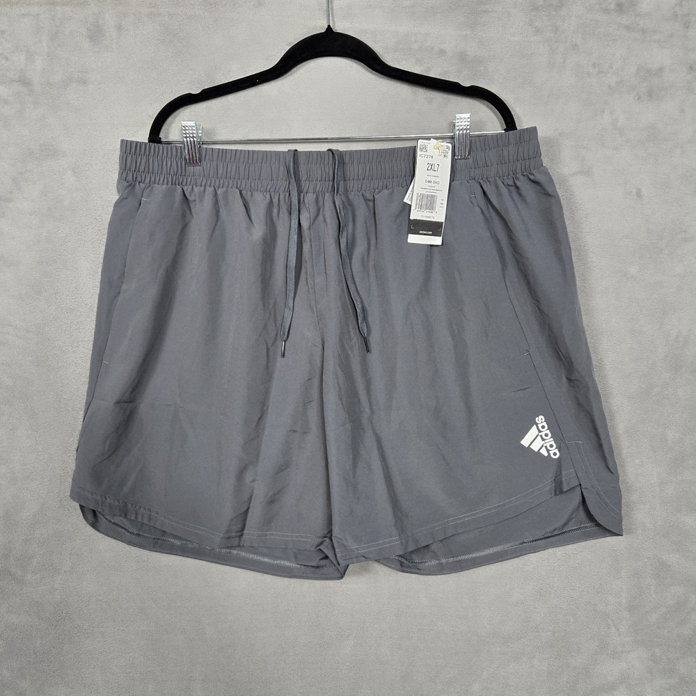Adidas Shorts Mens 2XL Gray Zip Aeroready Running Performance Lightweight NEW